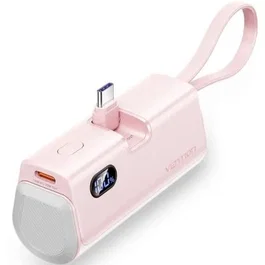 Vention Powerbank FHQP0 4800mAh con Cables Integrados C y Lightning, 22.5W - Rosa